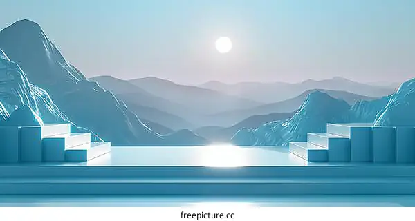 Blue Mountain Landscape 3D Illustration