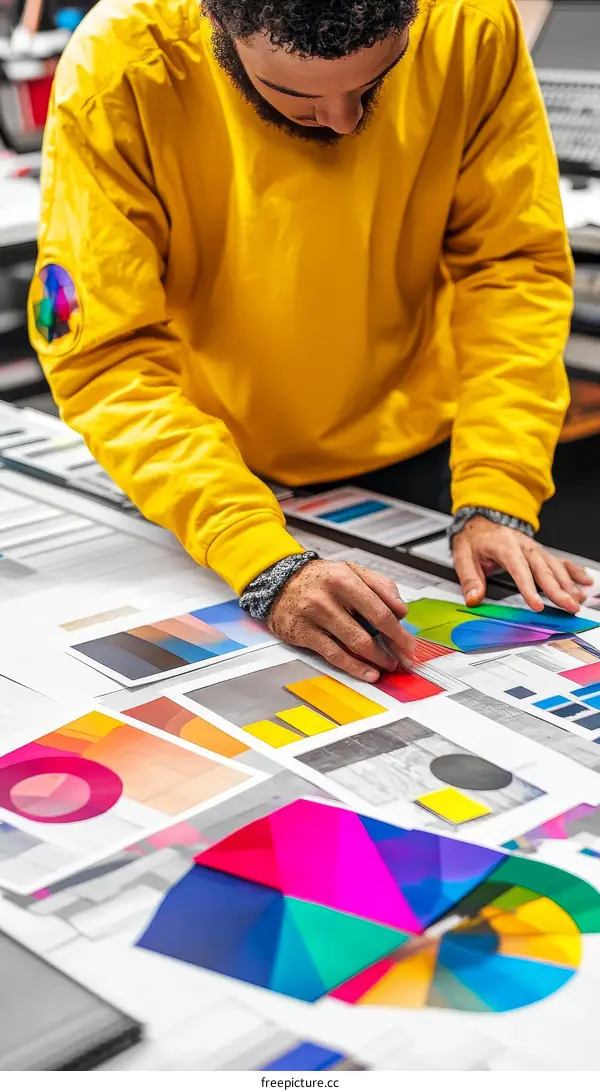 Graphic Designer Reviewing Color Schemes