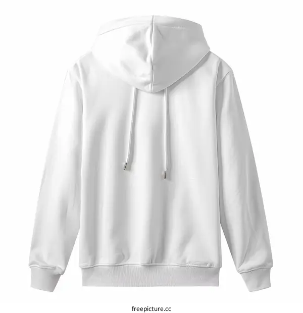 A Plain White Hoodie with Hood and Drawstring