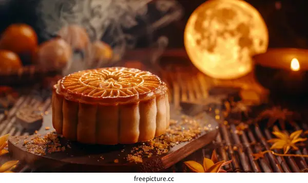 Mid-Autumn Festival Mooncake with Warm Atmosphere