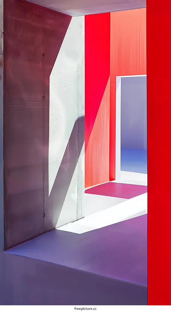 Abstract Architecture with Red and White Walls