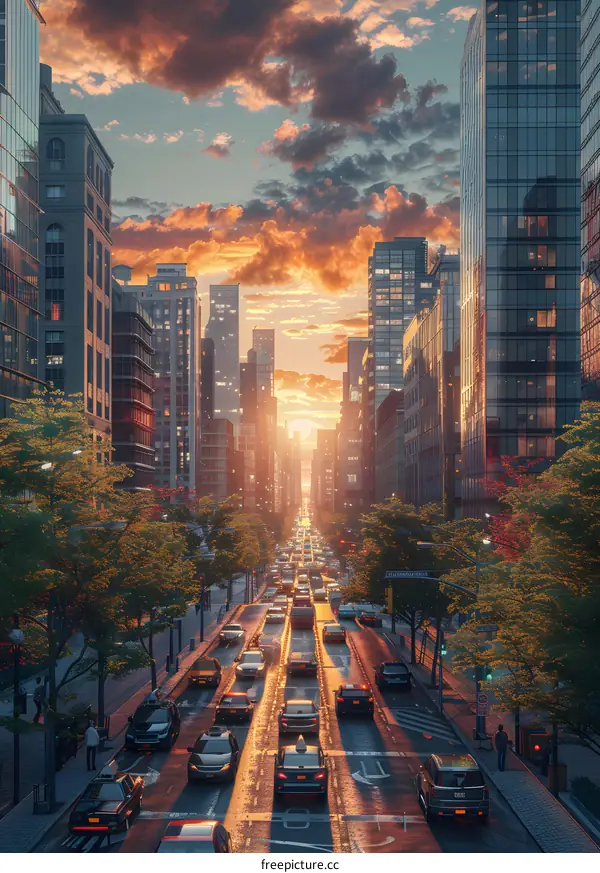 New York City Sunset Over Fifth Avenue