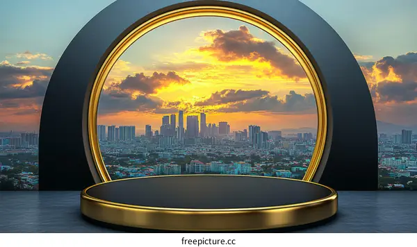 Modern Minimalist Cityscape Display Podium