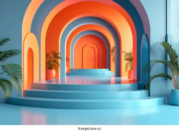 Vibrant Archway Corridor Interior Design