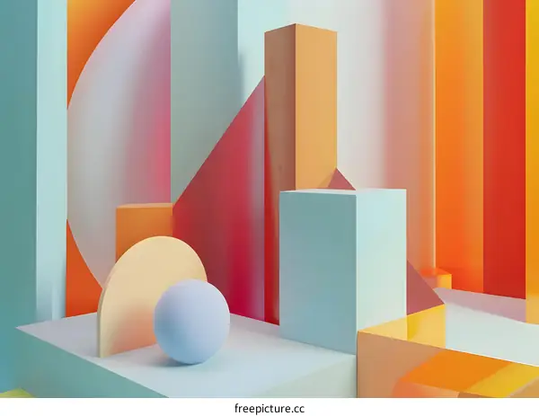 Abstract Geometric Shapes Background in Pastel Colors