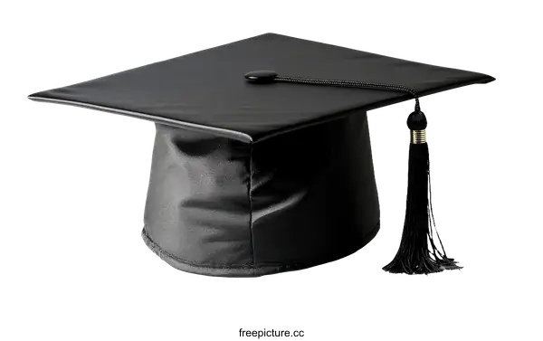 [Transparent Background PNG]Black Graduation Cap Isolated on White Background