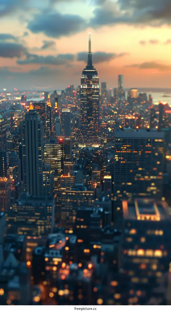 New York City Skyline at Night with Empire State Building