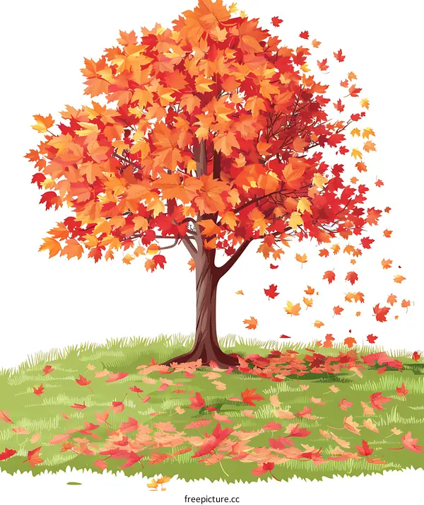 Autumn Leaves Falling From A Tree