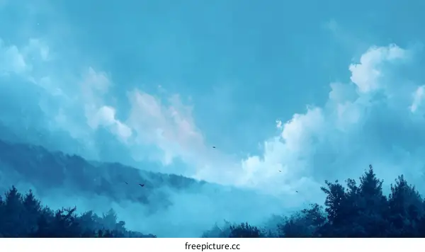 Misty Mountain Landscape Painting