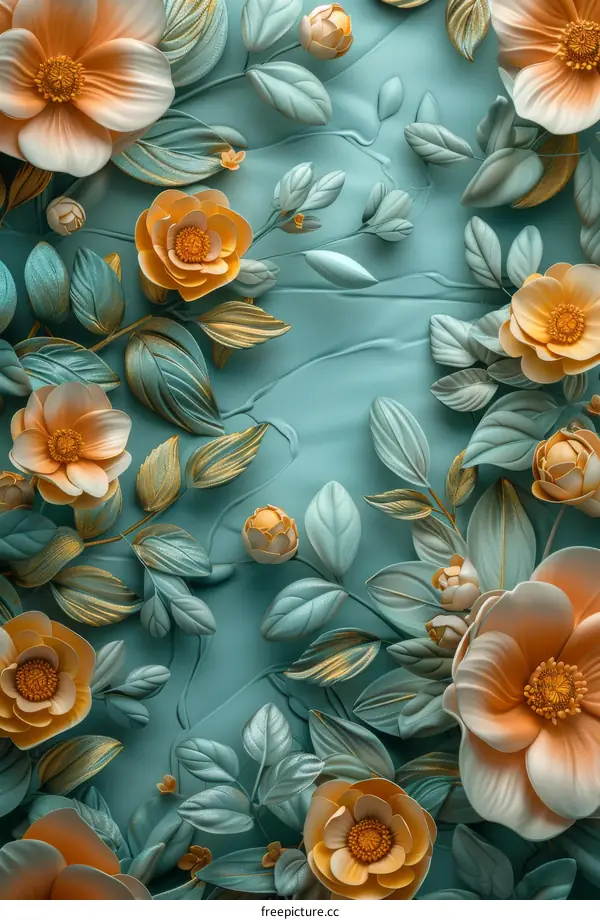 Delicate Floral Arrangement on a Teal Background