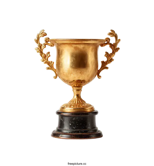 [Transparent Background PNG]Golden Trophy on a Dark Base