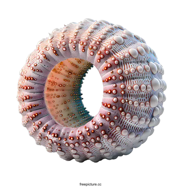 [Transparent Background PNG]A 3D rendering of a pink and white sea urchin shell