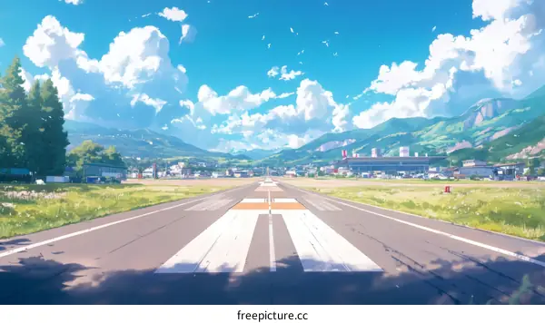 Airport Runway Scenic Landscape Illustration