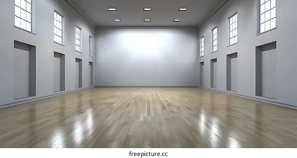 Empty Room with Wooden Floor and Windows