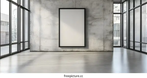 Blank Canvas Wall Art In Minimalist Concrete Room