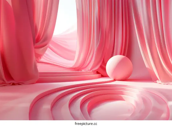 Pink Curtained Stage Illustration