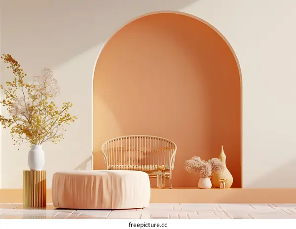 Modern Interior Design with Arch and Minimalist Furniture