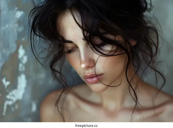 portrait of a beautiful woman with dark hair