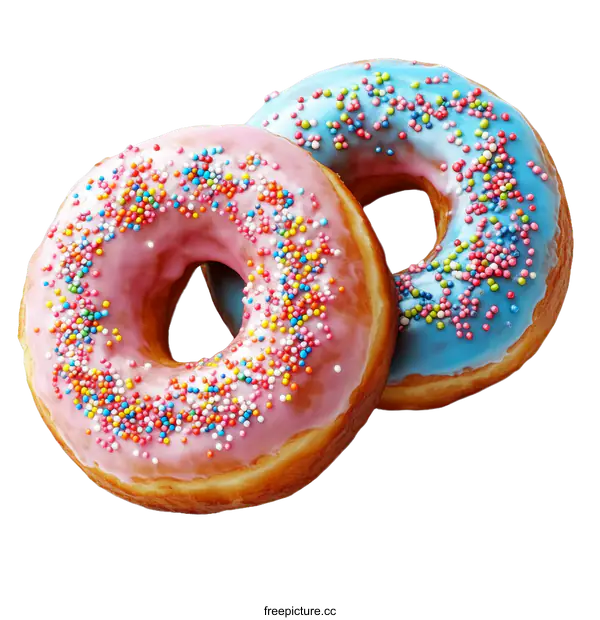 [Transparent Background PNG]Delicious Pink and Blue Glazed Donuts