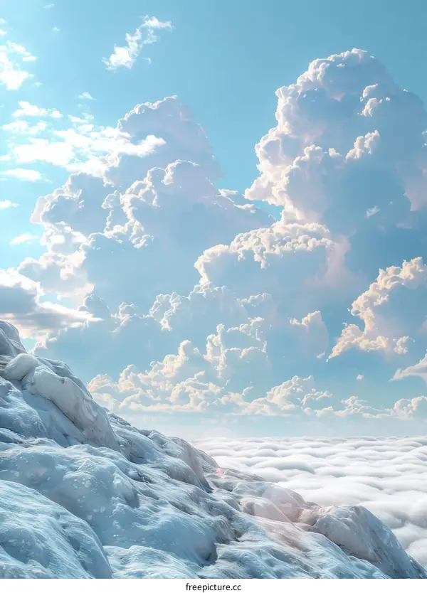 Majestic Mountain Landscape with Snow-Capped Peaks and Clouds