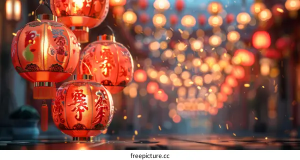 Red Lanterns Illuminate Chinese New Year Celebration
