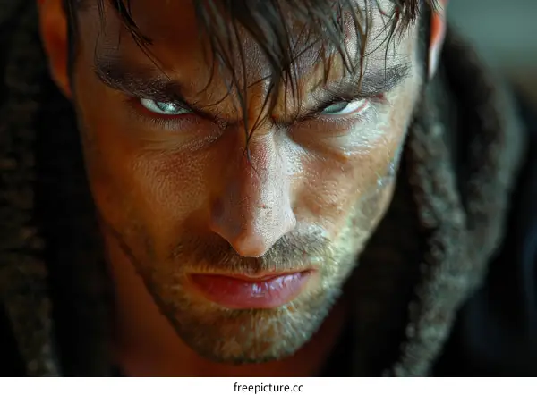 Close-up Portrait of a Man with Intense Gaze