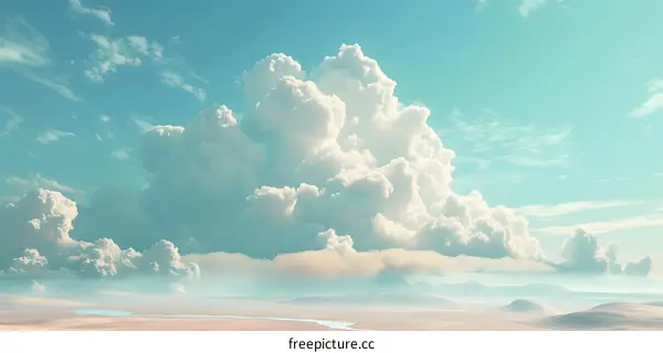 Cumulus Clouds Over Mountain Landscape