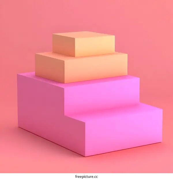 Abstract Geometric Shapes 3D Illustration with Pink and Yellow