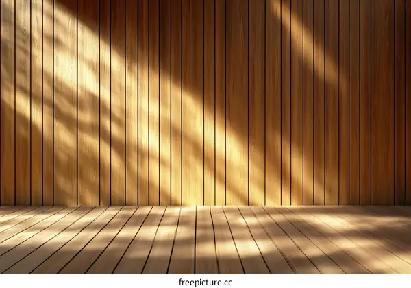 Warm Wooden Walls and Floor with Sunlight