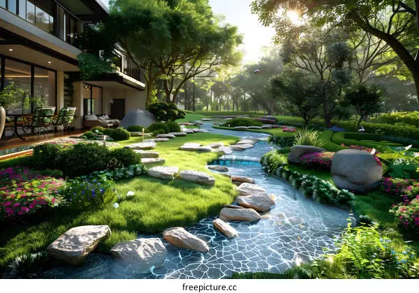The design of natural landscape garden