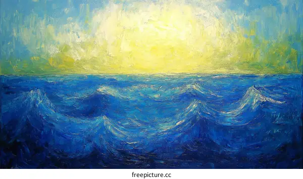Sunrise Over the Ocean Abstract Painting