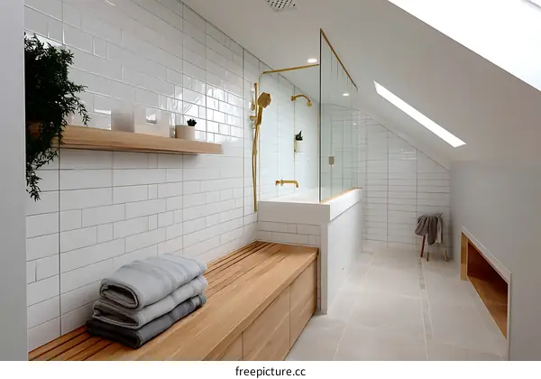 Modern Minimalist Attic Bathroom Design