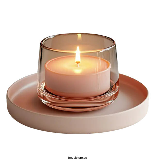 [Transparent Background PNG]Elegant Rose Gold Candle Holder with a Soft Glow
