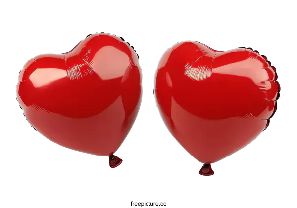 [Transparent Background PNG]Two Red Heart-Shaped Balloons Against White Background