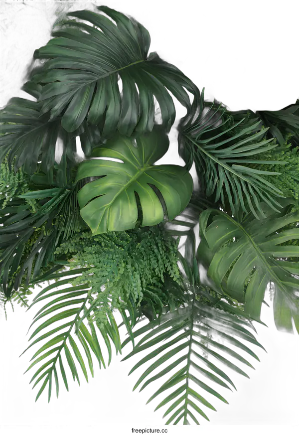 [Transparent Background PNG]Green Tropical Leaves Background