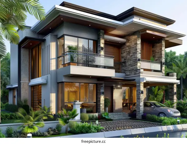 Modern House Exterior Design Illustration