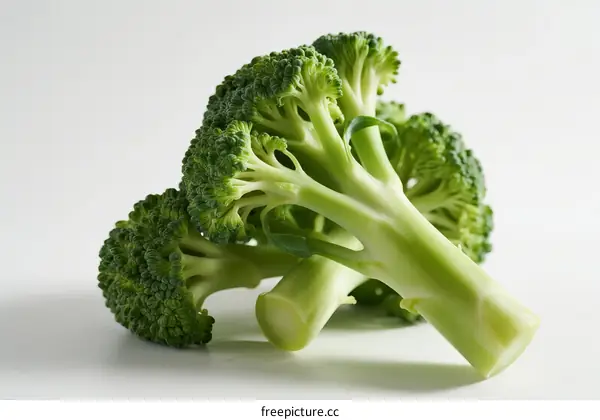 Fresh Green Broccoli Florets Isolated on White Background