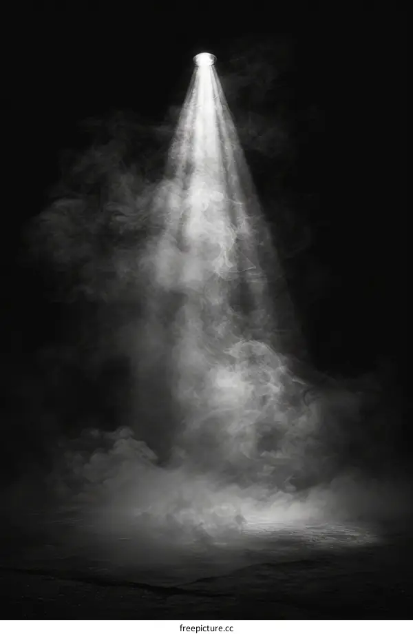 Bright white spotlight on a black background