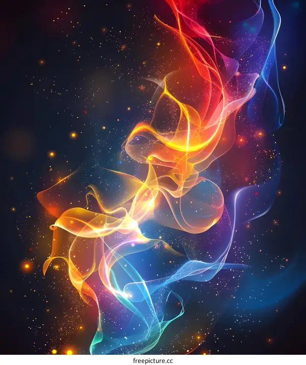 Abstract colorful fire-like glowing wave background