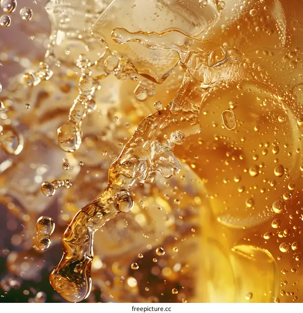 Abstract Golden Liquid Splash