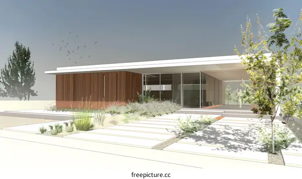 Modern House Architecture with Front Yard Design