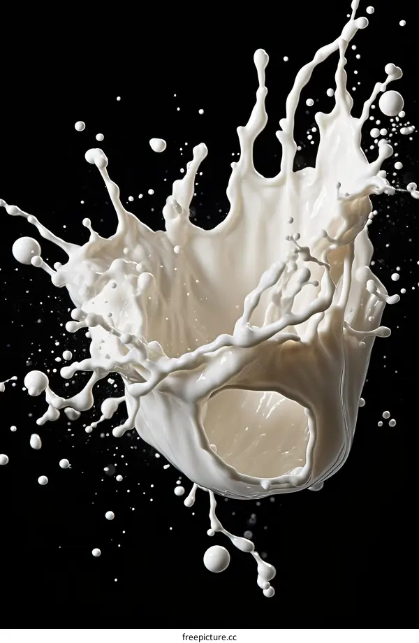 White liquid crown splash with droplets