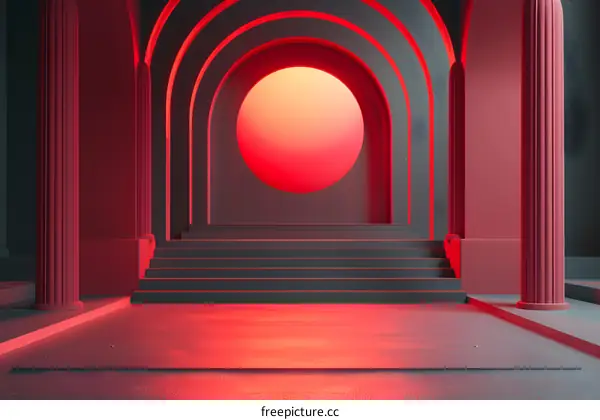 Mesmerizing Red and Gray Geometric Space