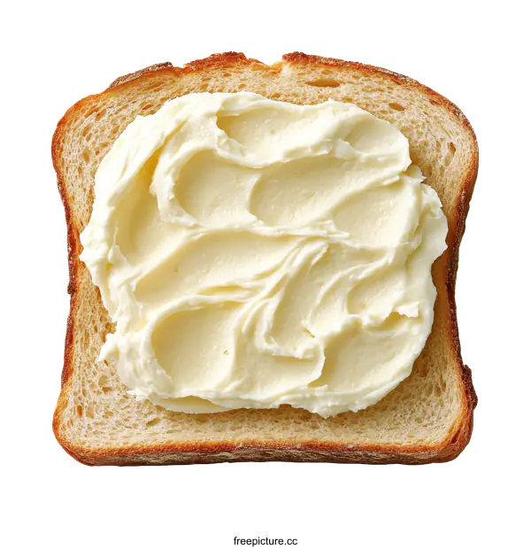 [Transparent Background PNG]Creamy Butter Spread on a Slice of Bread
