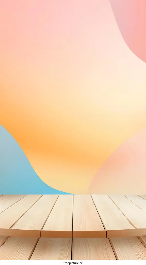 Wooden Platform With Abstract Background