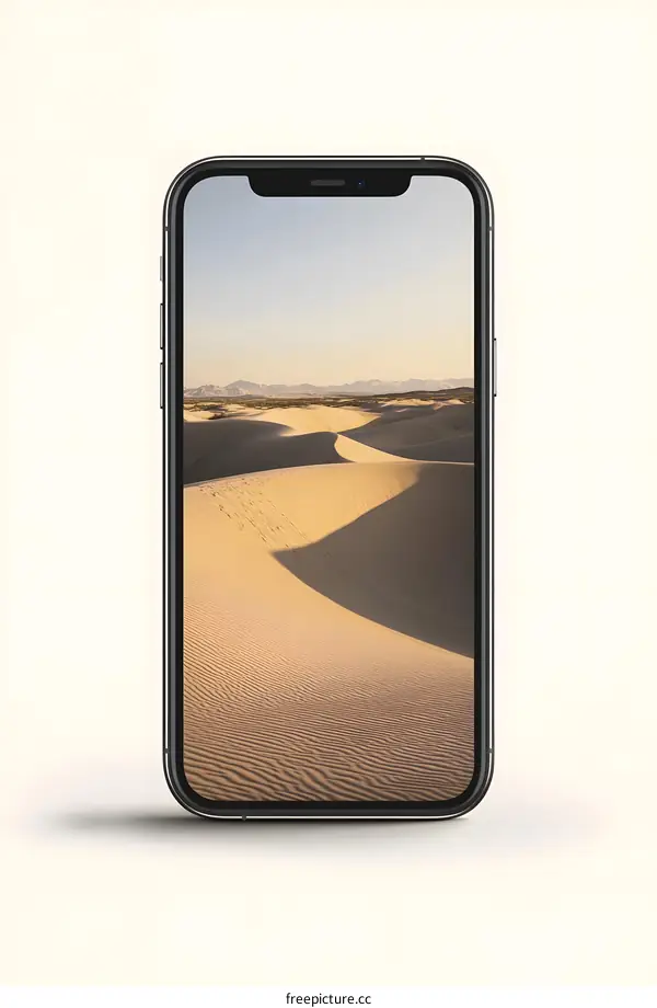 Smartphone Display with Desert Landscape Wallpaper