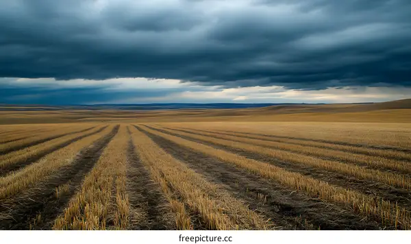 Stormy Clouds Over a Golden Field