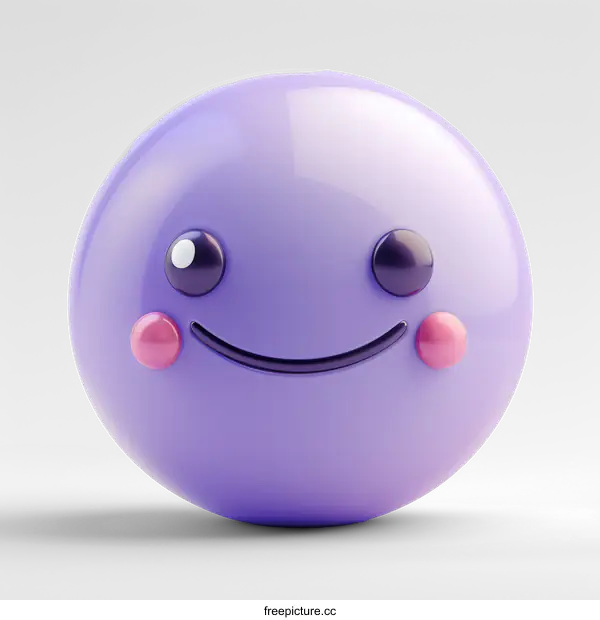[Transparent Background PNG]Smiling Purple Emoji on transparent background