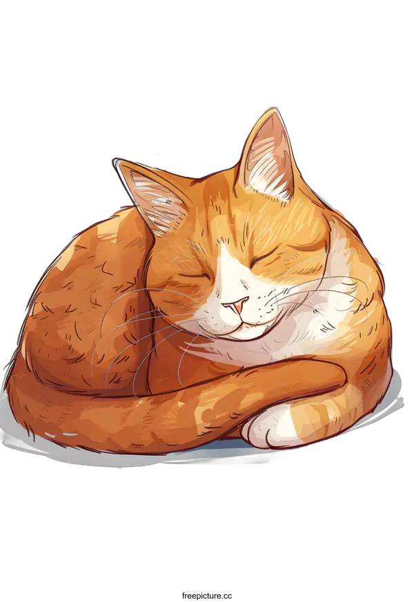 [Transparent Background PNG]Cute Orange Tabby Cat Sleeping Cartoon Illustration