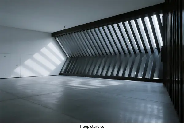 Minimalist White Room with Black Geometric Window Shutter